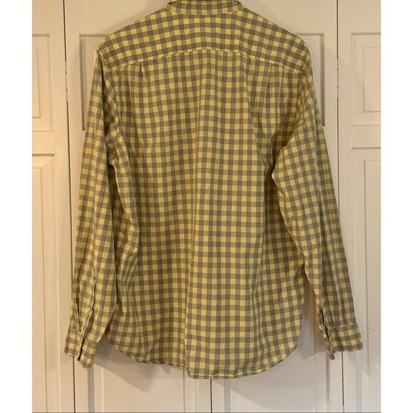 J.Crew Tailored light weight fit yellow and grey  checkered button down size lar - Picture 9 of 9
